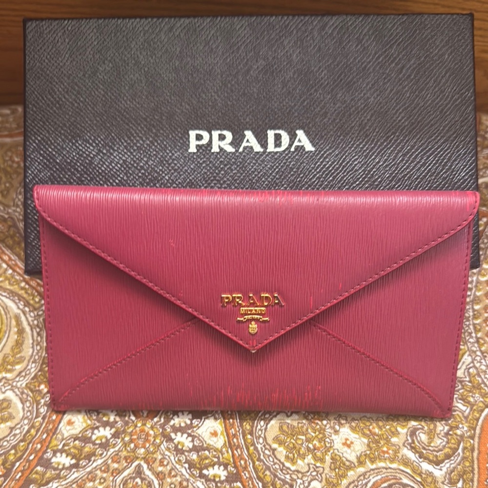 Prada pink and Gold Envelope Wallet